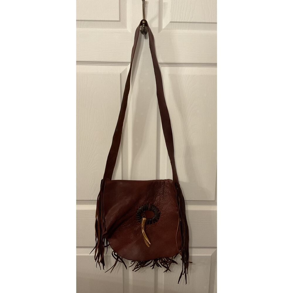 Large Jimmi WZ Natural Leather Handmade Western Fringe Messenger Crossbody Bag